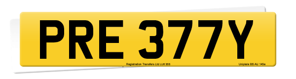 Registration number PRE 377Y